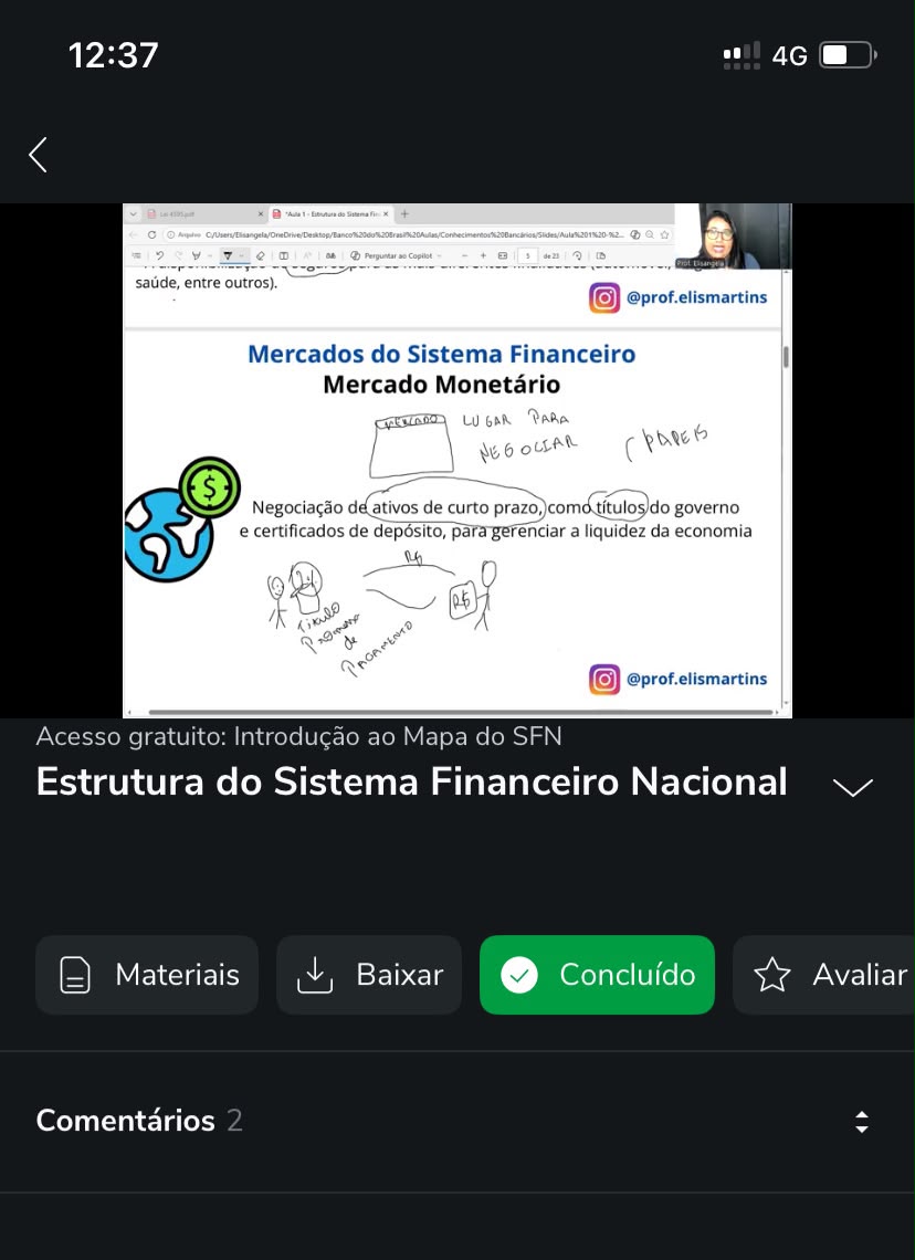 Aula sobre a estrutura do Sistema Financeiro Nacional