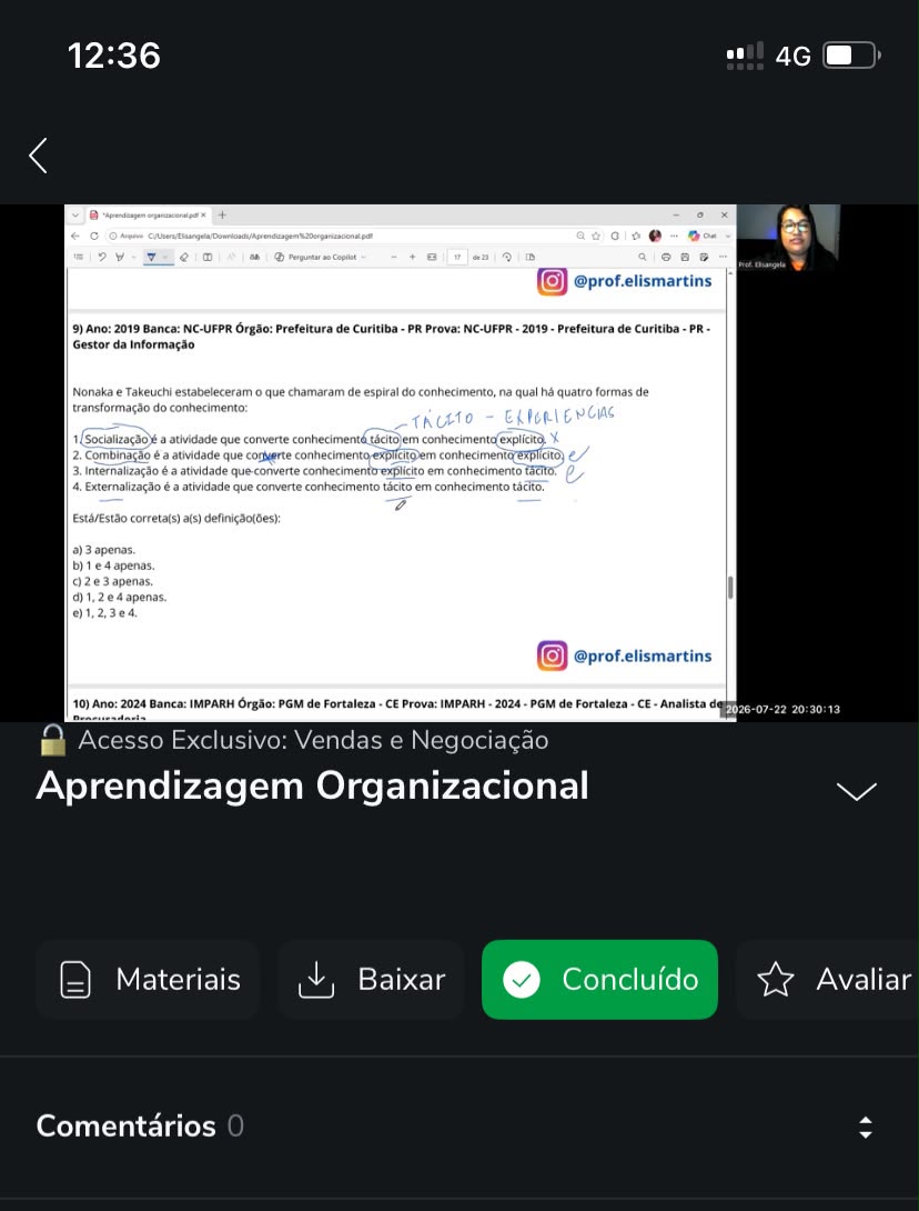Aula de Vendas e Negociação com resolução de questões